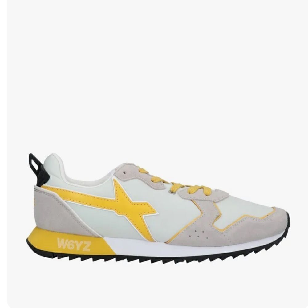 W6YZ Leather Techno Fabric Sneakers US8.5 EU42 Ivory Logo Multicolor